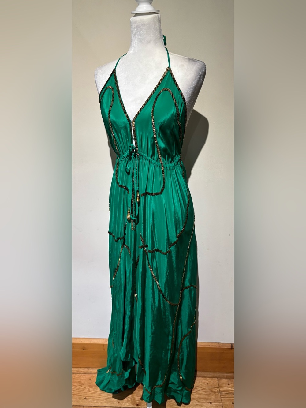 Manish Vaid Paris PD671 Mallorca Dress in Forest Green